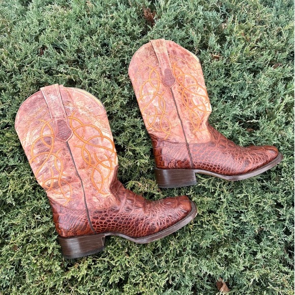 Buitre Handcrafted Leather Goods Alligator Embossed Western Boots Men's Size 8 - Picture 1 of 15